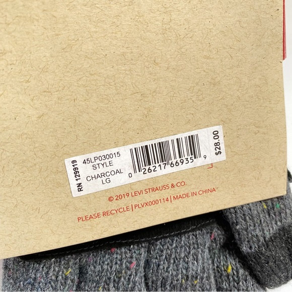 Levis Mens Knit Gloves Sz L Gray Max Warmth Easy Texting Tech Comfort Fit - Picture 7 of 10
